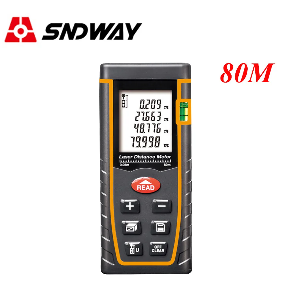 SNDWAY 80M/60M/40M Laser Distance meter Laser Rangefinder trena laser meter Bubble level range finder measure tape tester Tool
SNDWAY 80M/60M/40M Laser Distance meter Laser Rangefinder trena laser meter Bubble level range finder measure tape tester Tool