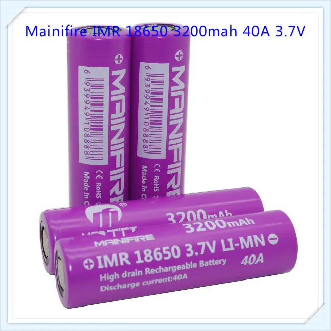 1PC Mainifire imr 18650 40A discharge battery 3.7V 3200mAh bateria imr18650 vs batterie high drain vtc5 30a battery for ecig
1PC Mainifire imr 18650 40A discharge battery 3.7V 3200mAh bateria imr18650 vs batterie high drain vtc5 30a battery for ecig