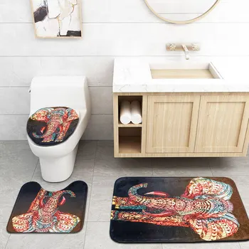 Toilet Seat Cover Bathroom Set Shower Curtain Non-slip Bath Mats Carpets African Elephant Printed Pedestal Rug
Toilet Seat Cover Bathroom Set Shower Curtain Non-slip Bath Mats Carpets African Elephant Printed Pedestal Rug