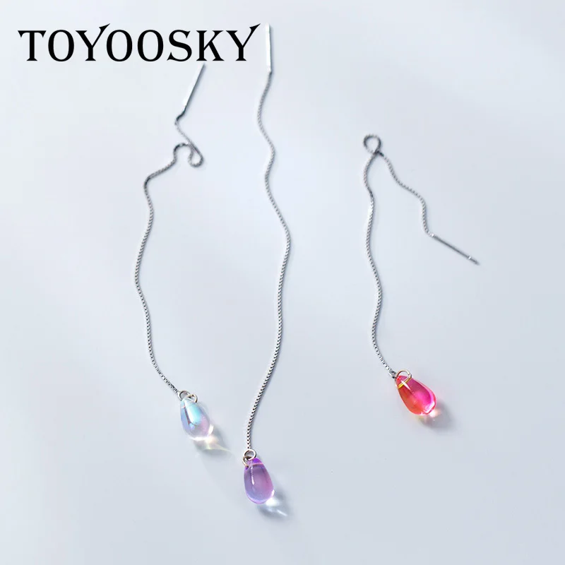 TOYOOSKY 925 Sterling Silver Ear Line Simple Design Colorful Synthetic Crystal Sweet Cute Drop Water Gradient Earrings Jewelry
TOYOOSKY 925 Sterling Silver Ear Line Simple Design Colorful Synthetic Crystal Sweet Cute Drop Water Gradient Earrings Jewelry