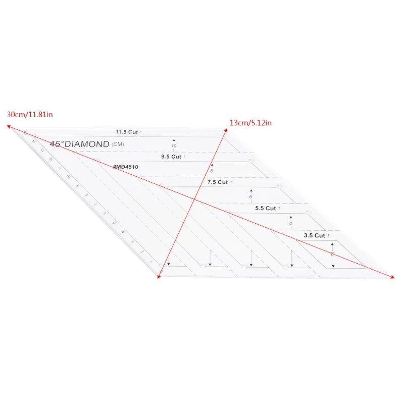 45 Degree Home Use Patchwork For Diamond Rhombus Template Quilting Ruler Sewing Tool DIY Knitting Craft Accessory
45 Degree Home Use Patchwork For Diamond Rhombus Template Quilting Ruler Sewing Tool DIY Knitting Craft Accessory