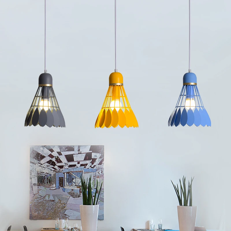 Post Modern Badminton Pendant Lights Macarons Colorful Iron Art pendant lamps foyer dining room decoration E27 lighting fixture
Post Modern Badminton Pendant Lights Macarons Colorful Iron Art pendant lamps foyer dining room decoration E27 lighting fixture