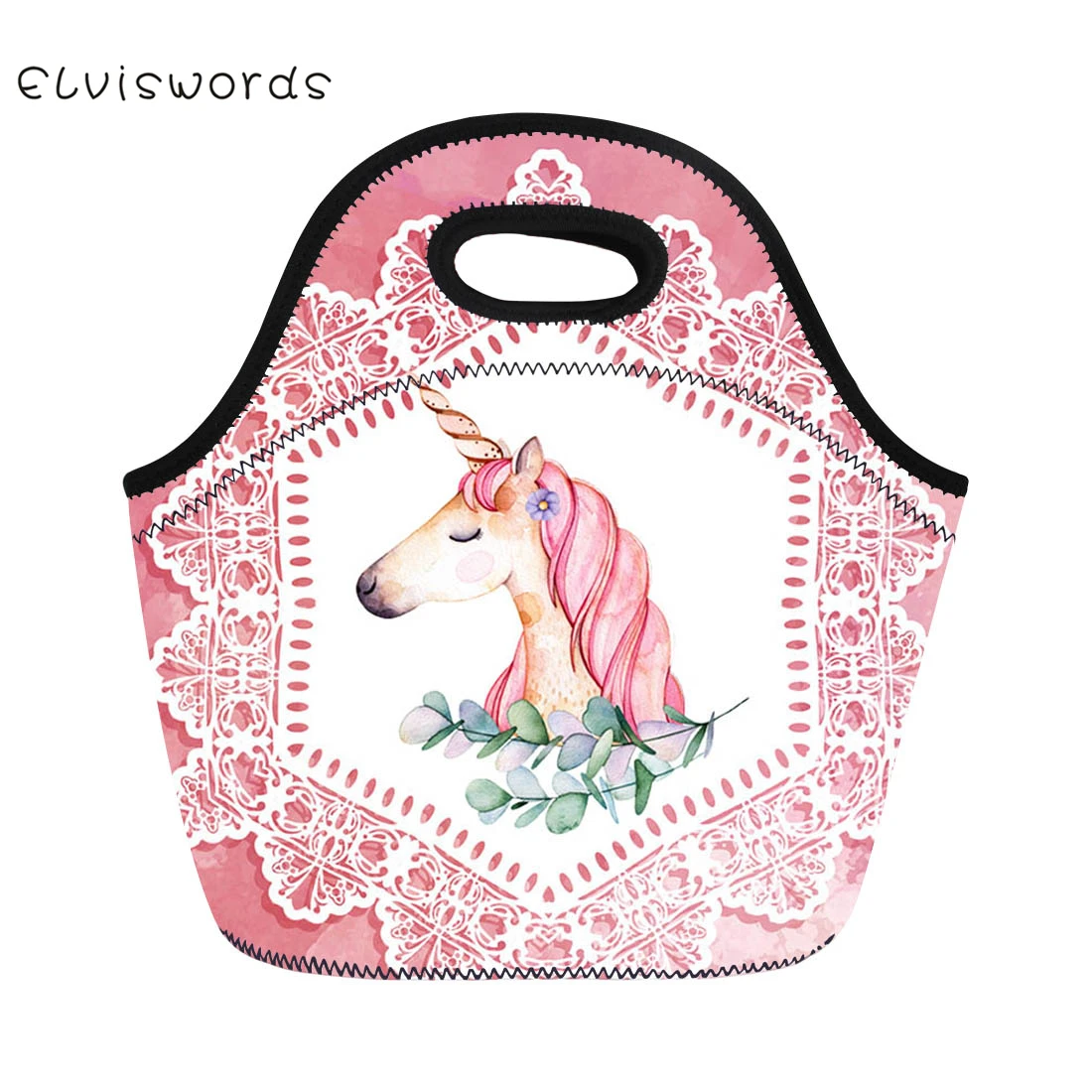 ELVISWORDS Unicorn Printed Kids Lunch Bag Lovely Neoprene Waterproof hand Lunch Box for Women Tote Girls Pinic Snacks Container
ELVISWORDS Unicorn Printed Kids Lunch Bag Lovely Neoprene Waterproof hand Lunch Box for Women Tote Girls Pinic Snacks Container