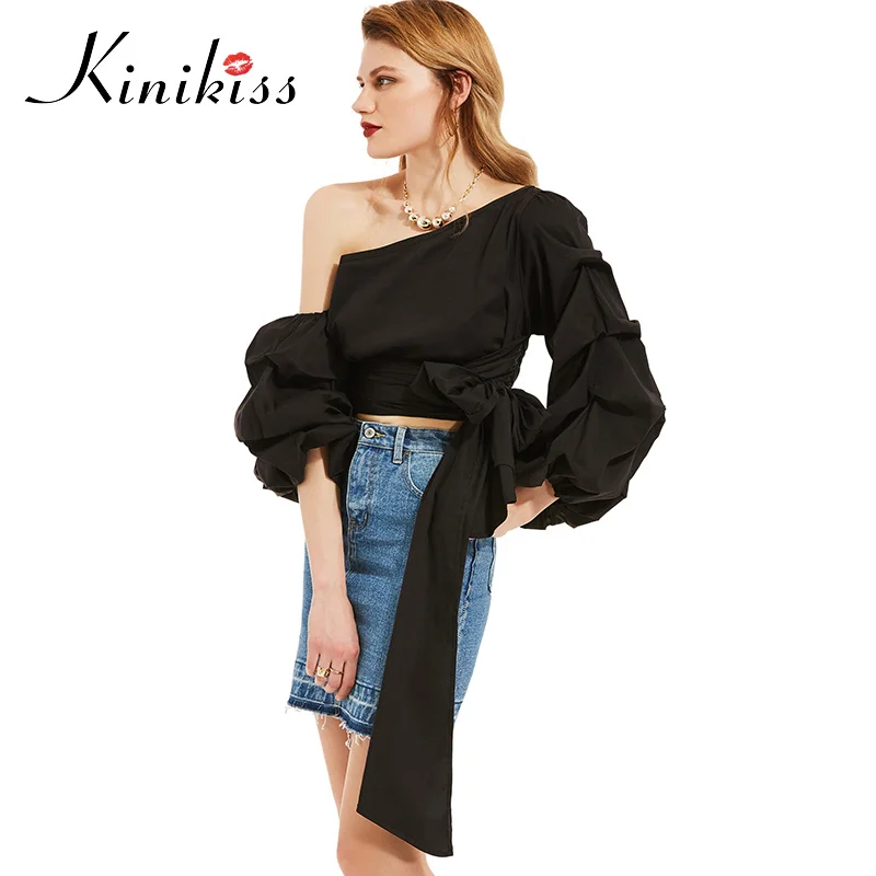 Kinikiss female blouse black oblique collar puff sleeve backless shirt spring 2018 pleated lace up women top fashion girl blouse
Kinikiss female blouse black oblique collar puff sleeve backless shirt spring 2018 pleated lace up women top fashion girl blouse