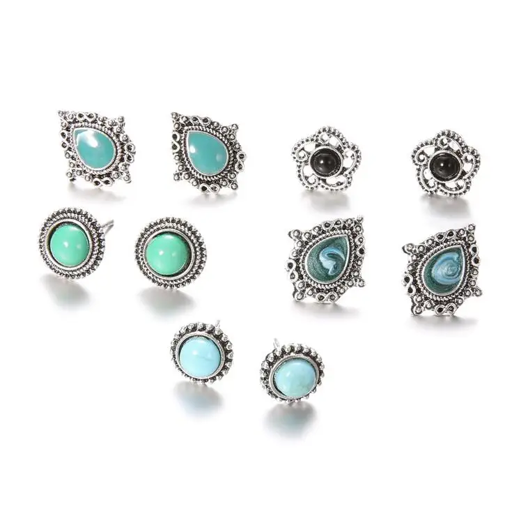 1set 5Pairs Vintage Black Green Stone Earrings Set for Woman Crystal Silver Geometric Stud Earring Boho Jewelry Boucle Brincos
1set 5Pairs Vintage Black Green Stone Earrings Set for Woman Crystal Silver Geometric Stud Earring Boho Jewelry Boucle Brincos