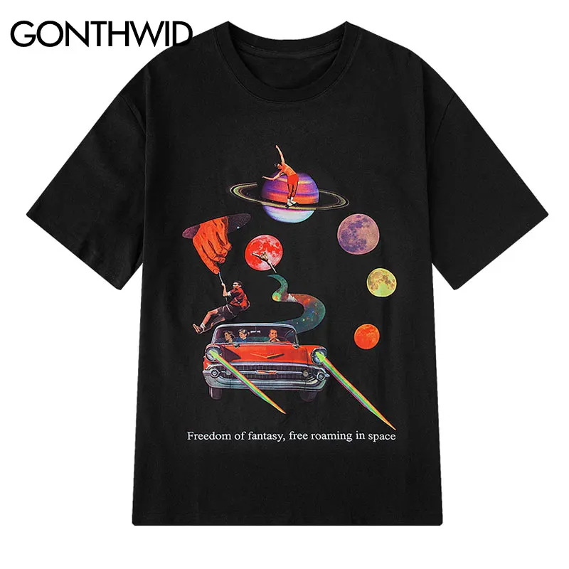 GONTHWID Freedom of Fantasy in Space Creative Print Tshirts Summer Men Casual Streetwear Tops Tees Hip Hop Male Cotton T Shirts
GONTHWID Freedom of Fantasy in Space Creative Print Tshirts Summer Men Casual Streetwear Tops Tees Hip Hop Male Cotton T Shirts