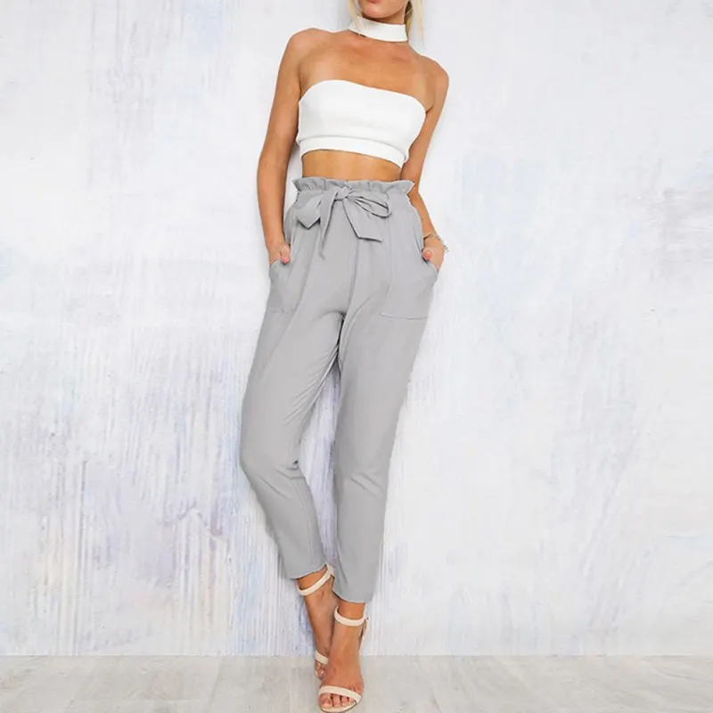 OL chiffon High Waist Harem Pants Women Stringyselvedge Summer Style Casual Pants Female Black Trousers
OL chiffon High Waist Harem Pants Women Stringyselvedge Summer Style Casual Pants Female Black Trousers