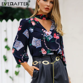 EVERAFTER Floral print chiffon blouse shirt women V neck bandage three quarter casual tops elegant office lady shirts femme 2019
EVERAFTER Floral print chiffon blouse shirt women V neck bandage three quarter casual tops elegant office lady shirts femme 2019