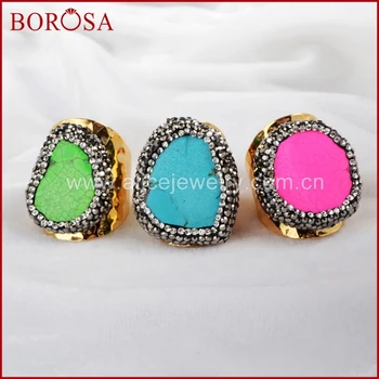 BOROSA 5Pcs/lot New Designer Fine Jewelry Gold Color Howlite Blue Stone Women Ring With Zircon JAB101
BOROSA 5Pcs/lot New Designer Fine Jewelry Gold Color Howlite Blue Stone Women Ring With Zircon JAB101