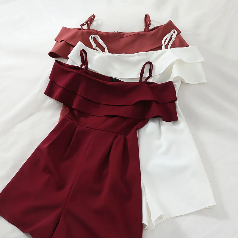 Women's Off Shoulder Ruffles Short Jumpsuit Sexy Bodysuit Solid Casual Female Playsuits 2019 New Summer Fashion Wide Leg Rompers
Women's Off Shoulder Ruffles Short Jumpsuit Sexy Bodysuit Solid Casual Female Playsuits 2019 New Summer Fashion Wide Leg Rompers