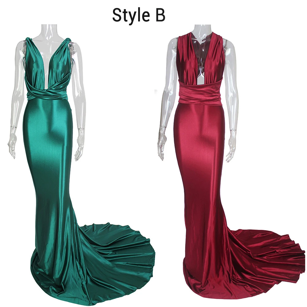 Elegant backless satin silk Mermaid tail Wonder dress