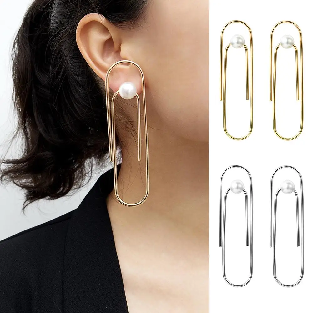 Jewellery Paper Clip Shape Statement Geometric Earrings Simple Faux Pearl Ear Stud Women Earring Jewelry Gift Ornaments Earring
Jewellery Paper Clip Shape Statement Geometric Earrings Simple Faux Pearl Ear Stud Women Earring Jewelry Gift Ornaments Earring
