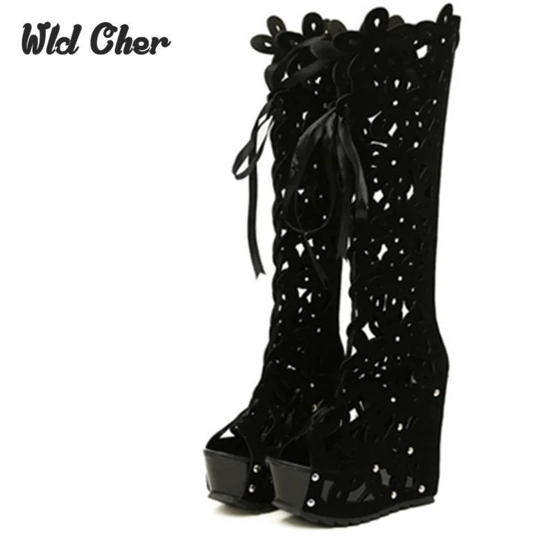 Charming Roman Open Toe Hollow Summer Boots Wedges High-heeled Platform Boots Gladiator Sandals Women Knee High 2017
Charming Roman Open Toe Hollow Summer Boots Wedges High-heeled Platform Boots Gladiator Sandals Women Knee High 2017