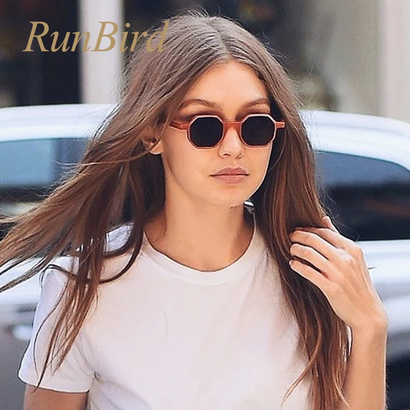 

RunBird 2018 Trend Retro Hexagon Sunglasses Square Small Women Men Sun Glasses Flat Top Unisex Triangle Frame Sunglasses 1261R