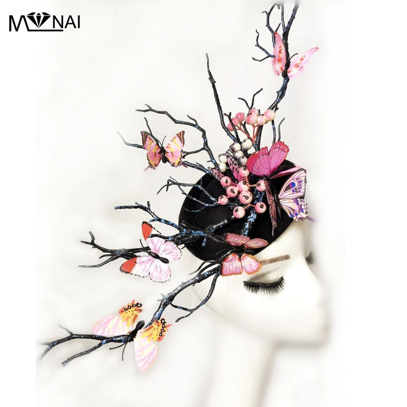Women's Fascinator Headpiece Wedding Party Mini Top Hat Handmade Gothic Butterfly Antler Headdress Horns Hair Accessories
Women's Fascinator Headpiece Wedding Party Mini Top Hat Handmade Gothic Butterfly Antler Headdress Horns Hair Accessories