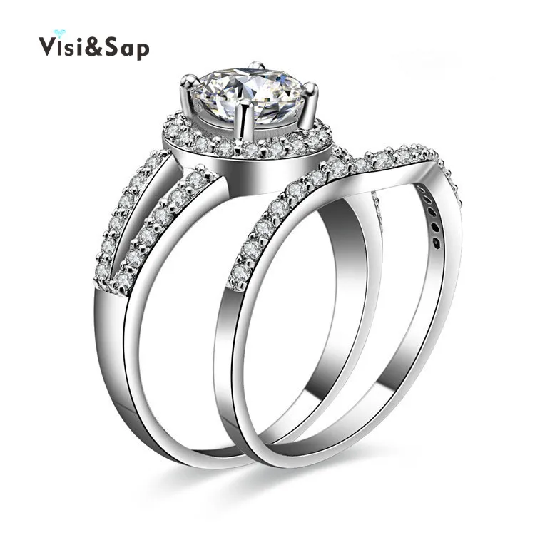 Visisap White gold color vintage icedout couple Rings Set For Women engagement wedding ring fashion jewelry Dropshipping VSR128
Visisap White gold color vintage icedout couple Rings Set For Women engagement wedding ring fashion jewelry Dropshipping VSR128