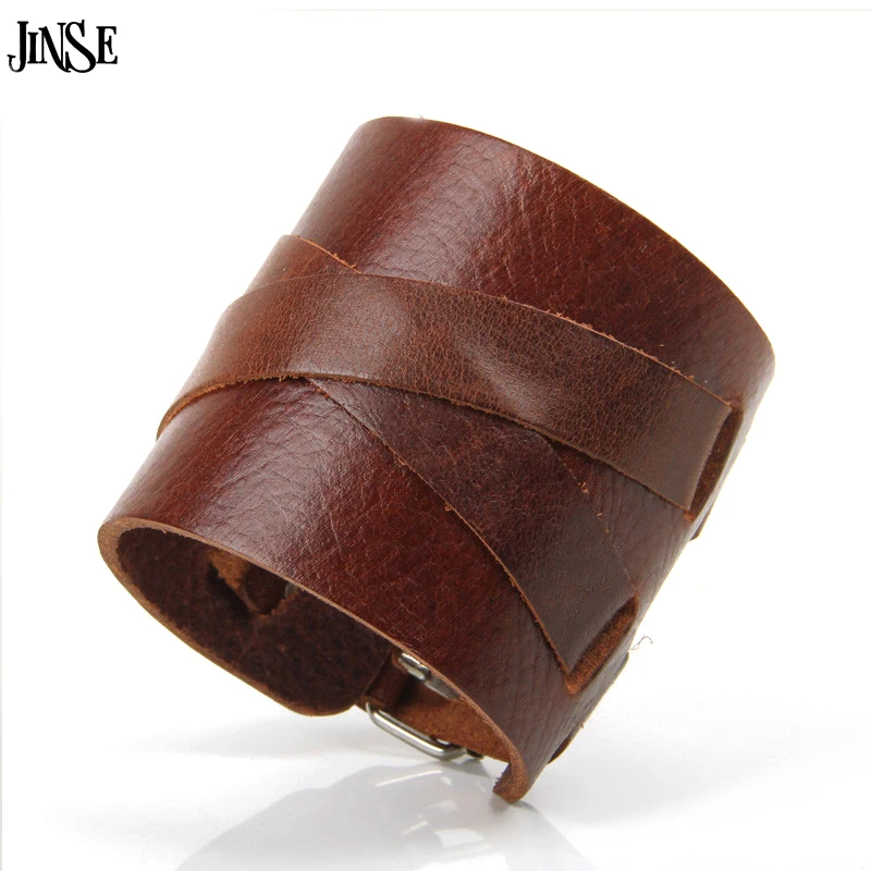 JINSE Hot Selling Men Jewelry Cool 6.50CM Wide Rock Punk Men Genuine Leather Bracelets Cuff Bangle Black Brown White PSL296
JINSE Hot Selling Men Jewelry Cool 6.50CM Wide Rock Punk Men Genuine Leather Bracelets Cuff Bangle Black Brown White PSL296