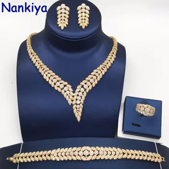 Nankiya Fashion Women Jewelry Set Classic Leaf Shape Trendy Brilliant Sparkling AAA Cubic Zircon Wedding Dress Jewelry Set NC300
Nankiya Fashion Women Jewelry Set Classic Leaf Shape Trendy Brilliant Sparkling AAA Cubic Zircon Wedding Dress Jewelry Set NC300