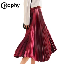 Satin Pleated Skirt 2018 Korean High Waist A-Line Pleated Skirts Elastic Waist Big Swing Skirt Chic Metallic Color Midi Skirt
Satin Pleated Skirt 2018 Korean High Waist A-Line Pleated Skirts Elastic Waist Big Swing Skirt Chic Metallic Color Midi Skirt