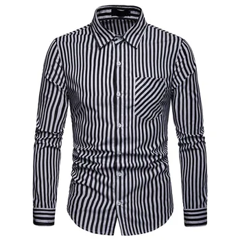 Black White Striped Pocket Shirt Men 2019 Brand New Slim Fit Long Sleeve Mens Dress Shirts Business Casual Shirt Male Camisa XXL
Black White Striped Pocket Shirt Men 2019 Brand New Slim Fit Long Sleeve Mens Dress Shirts Business Casual Shirt Male Camisa XXL