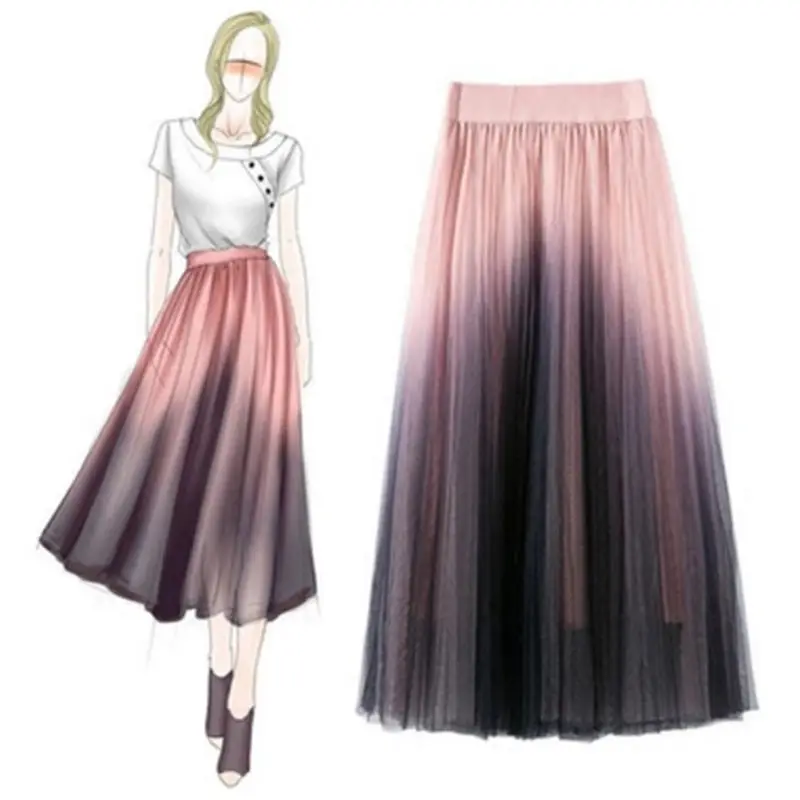 Lace skirts womens faldas mujer moda Mesh Pleated skirt Preppy Style jupe longue femme Ankle-Length Gradient high waist skirt
Lace skirts womens faldas mujer moda Mesh Pleated skirt Preppy Style jupe longue femme Ankle-Length Gradient high waist skirt