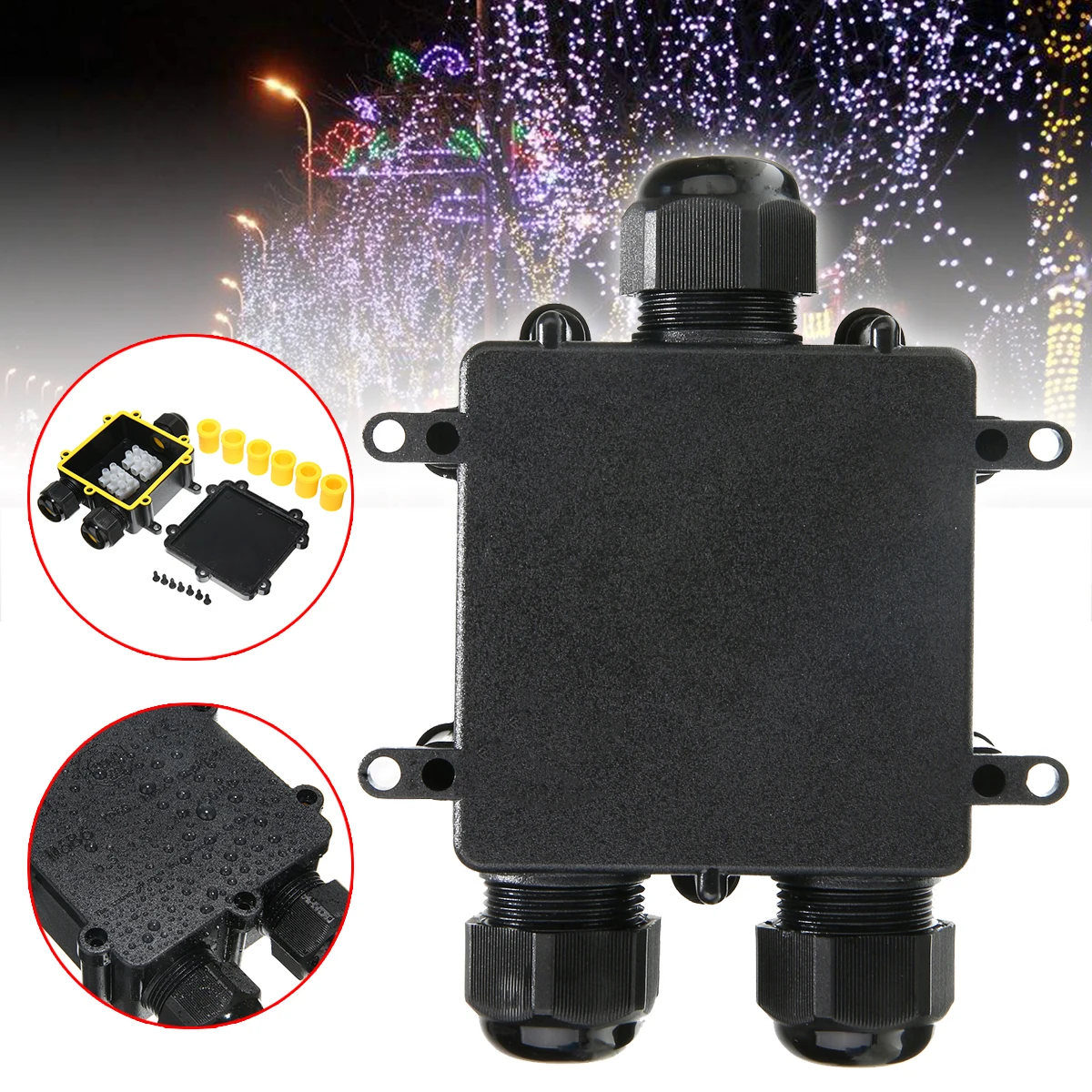1pc Waterproof IP68 3 Way Electrical Junction Box Cable Plug Connector Outdoor Junction Box Distribution Protection Case
1pc Waterproof IP68 3 Way Electrical Junction Box Cable Plug Connector Outdoor Junction Box Distribution Protection Case