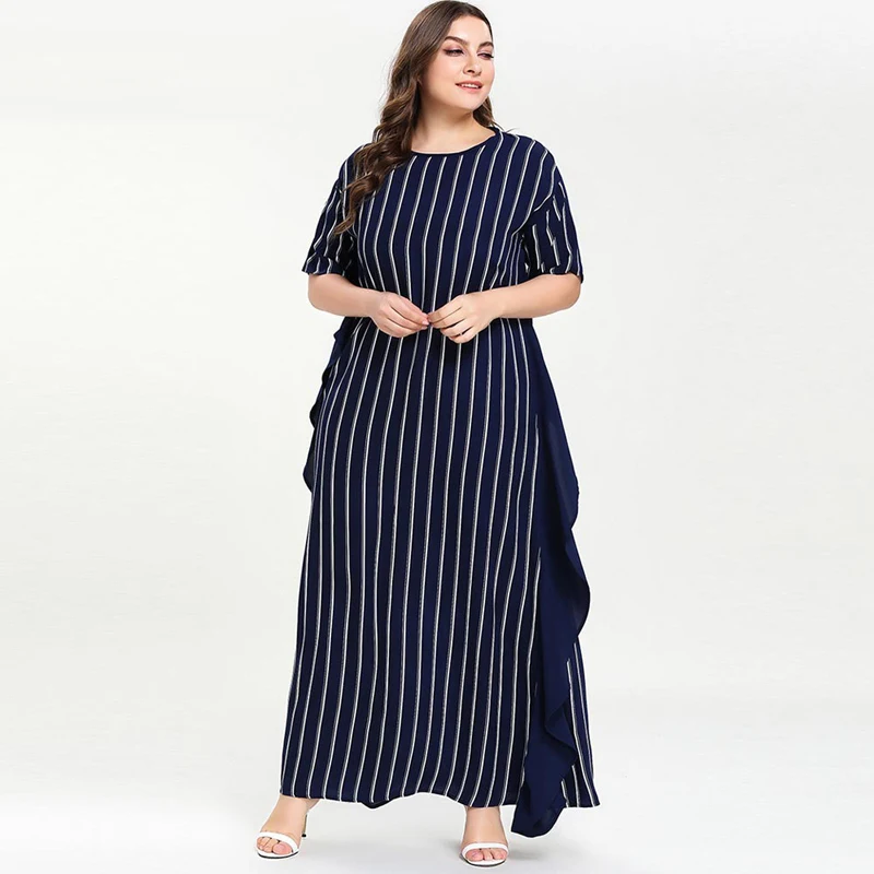 2019 Muslim Abaya Striped Long Dress Ramadan Ruffles Short Sleeve kaftan Summer Women islamic Dress vestidos Plus Size M - 4XL
2019 Muslim Abaya Striped Long Dress Ramadan Ruffles Short Sleeve kaftan Summer Women islamic Dress vestidos Plus Size M - 4XL