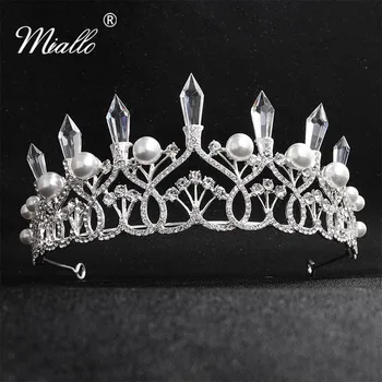 Miallo Newest Queen Crystal Pearls Wedding Crown Bridal Women Crown Diadem Headpieces Tiaras and Crowns Hair Jewelry
Miallo Newest Queen Crystal Pearls Wedding Crown Bridal Women Crown Diadem Headpieces Tiaras and Crowns Hair Jewelry