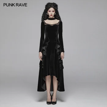 PUNK RAVE Women's Gothic Squareneck Collar Long Sleeved Ruffles High/Low Velvet Maxi Dresses Club Party Sexy Dress Women
PUNK RAVE Women's Gothic Squareneck Collar Long Sleeved Ruffles High/Low Velvet Maxi Dresses Club Party Sexy Dress Women