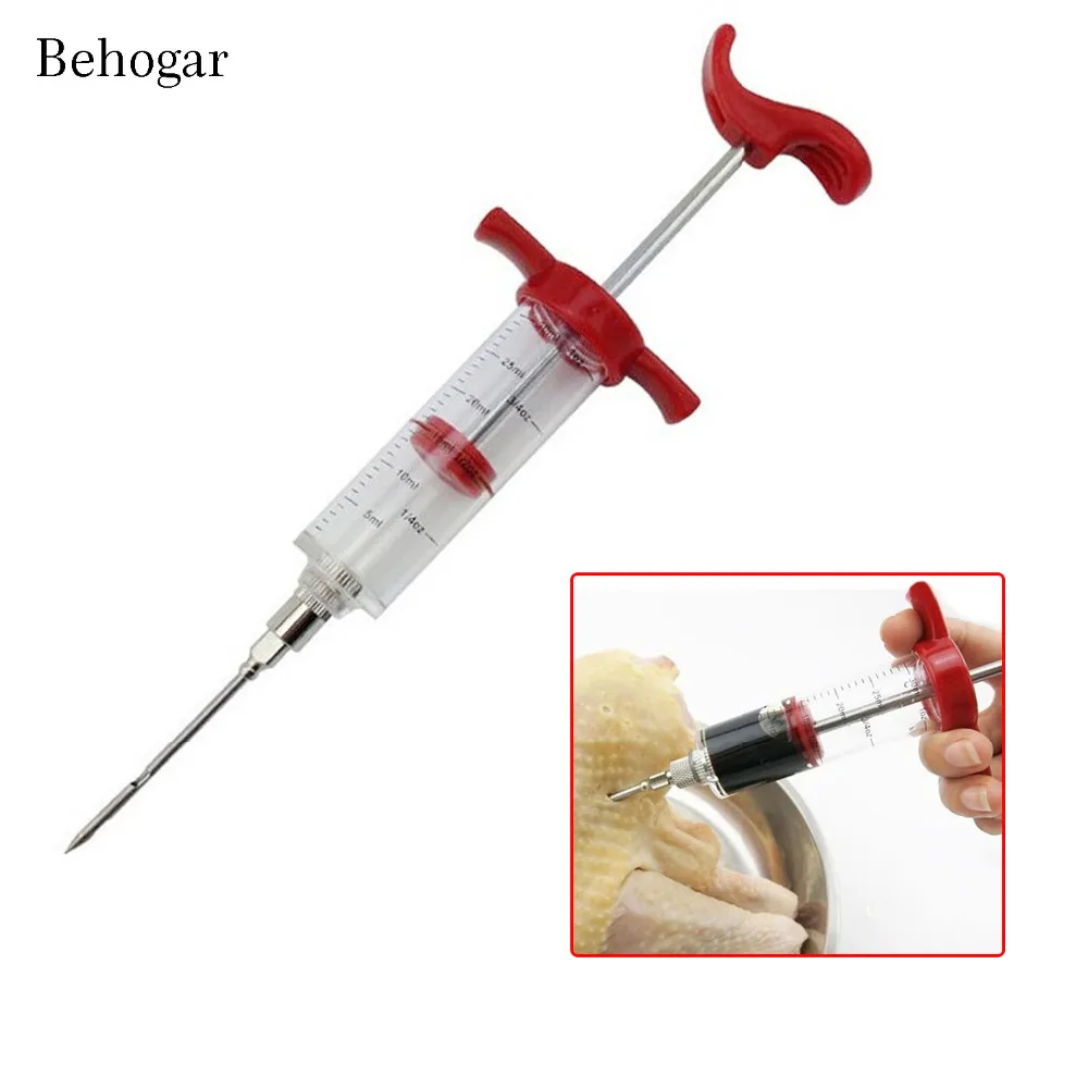 Behogar Turkey Injector Chicken Meat Marinade Syringe Recipe Sauce Cooking Tools with Double Hole Design for Buffet BBQ Holidays 
Behogar Turkey Injector Chicken Meat Marinade Syringe Recipe Sauce Cooking Tools with Double Hole Design for Buffet BBQ Holidays