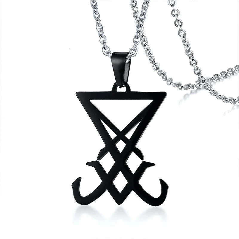 

Men Seal of Lucifer Satanic Jewelry Sigil of Baphomet Pendant Stainless Steel Necklace Black Gothic Dark Pagan Satan Accessories