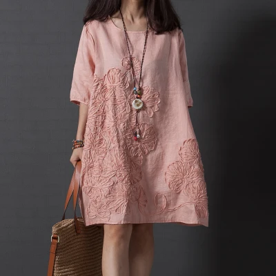 2017 spring plus size clothing mm loose half sleeve embroidered fluid one-piece dress summer style dress
2017 spring plus size clothing mm loose half sleeve embroidered fluid one-piece dress summer style dress