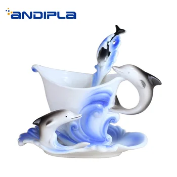 160ML Pastoral Style Enamel Color Dolphin Ceramic Coffee Cup with Saucer Spoon Kit Home Black Tea Mug Drinkware Birthday Gifts
160ML Pastoral Style Enamel Color Dolphin Ceramic Coffee Cup with Saucer Spoon Kit Home Black Tea Mug Drinkware Birthday Gifts