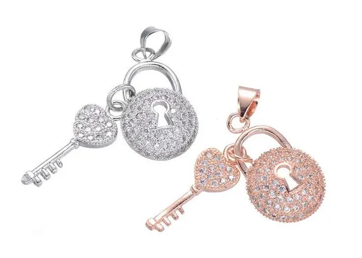 fashion micro pave CZ key and lock zircon pendant accessory rhodium rose gold color one pair mp060
fashion micro pave CZ key and lock zircon pendant accessory rhodium rose gold color one pair mp060