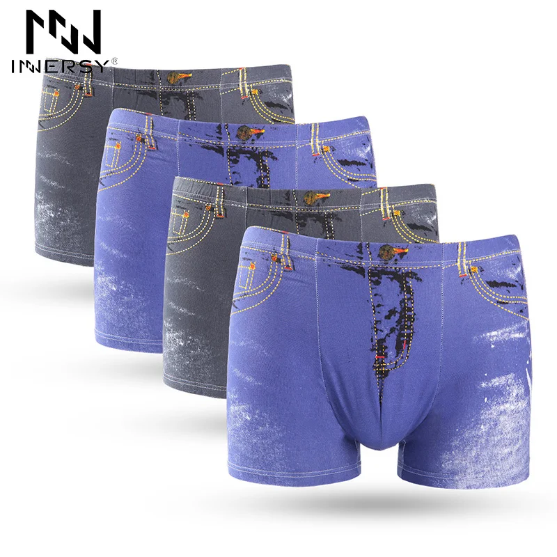 Innersy Panties Mens 4Pcs\lot Jeans Mens Boxers Underwear Sexy U convex Underwear Short Underpants 3D Dimensional Print Lot
Innersy Panties Mens 4Pcs\lot Jeans Mens Boxers Underwear Sexy U convex Underwear Short Underpants 3D Dimensional Print Lot