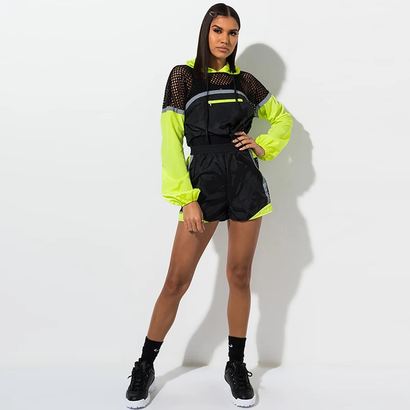 TWO PIECE SET Runway Shorts Long Sleeve Jacket Suit Mesh Fish Net Hollow Out Patchwork Tracksuit Women Block Color Harajuku 2 Pc
TWO PIECE SET Runway Shorts Long Sleeve Jacket Suit Mesh Fish Net Hollow Out Patchwork Tracksuit Women Block Color Harajuku 2 Pc