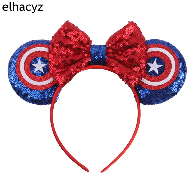 3.3" Sequins Hair Bows Minnie Mouse Ear Headbands For Kids Captain America Shield Star Ears DIY Girls Hairband Hair Accessories 
3.3" Sequins Hair Bows Minnie Mouse Ear Headbands For Kids Captain America Shield Star Ears DIY Girls Hairband Hair Accessories