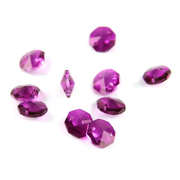 

Rose Color 14mm 200pcs/Lot Crystal Glass Octagon Beads In 2 Holes For Wedding Strands & Chandelier Bead Parts