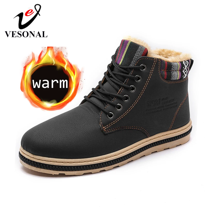 VESONAL 2019 Autumn Winter Ankle Snow Men Boots Shoes Fashion Leather With Fur Plush Warm Male Casual Boot Sneakers
VESONAL 2019 Autumn Winter Ankle Snow Men Boots Shoes Fashion Leather With Fur Plush Warm Male Casual Boot Sneakers