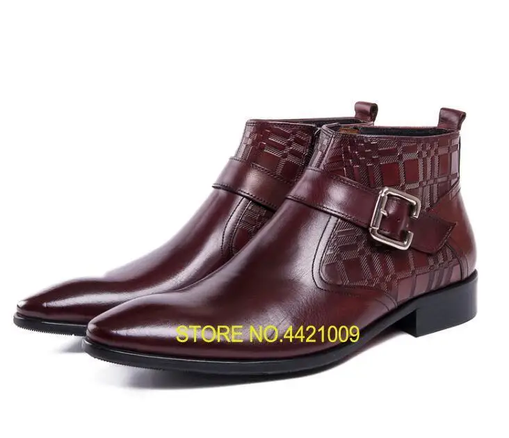 Genuine leather men's ankle boots formal business high top casual shoes patchwork printed pointed toes buckle plaid roman boots
Genuine leather men's ankle boots formal business high top casual shoes patchwork printed pointed toes buckle plaid roman boots