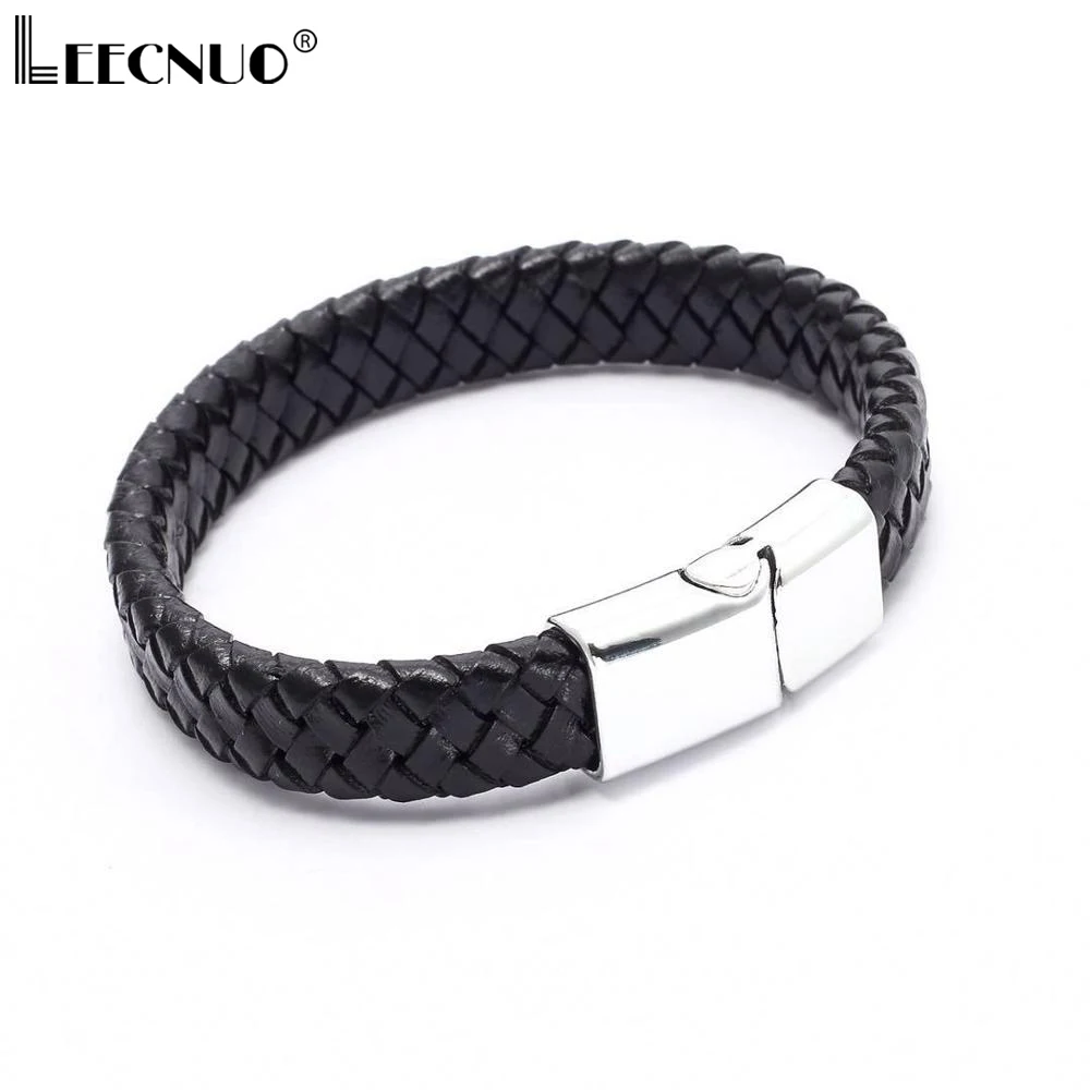 Fashion Men's Bracelet Cowhide Knitted Leather Bracelet Hand Alloy Socket Magnet Button Couple Knitting Rope
Fashion Men's Bracelet Cowhide Knitted Leather Bracelet Hand Alloy Socket Magnet Button Couple Knitting Rope
