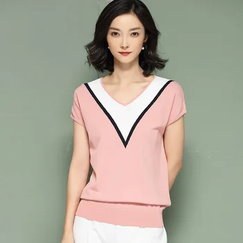 Iced Tencel Knitted Pullovers Women 2018 New Summer V Neck Stella Filante Jumper Thin Slim Short Sleeved Pull Femme Crop Top
Iced Tencel Knitted Pullovers Women 2018 New Summer V Neck Stella Filante Jumper Thin Slim Short Sleeved Pull Femme Crop Top
