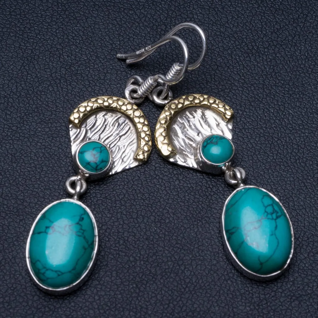 Natural Two Tones Turquoise Unique Punk Style 925 Sterling Silver Earrings 2" P2395
Natural Two Tones Turquoise Unique Punk Style 925 Sterling Silver Earrings 2" P2395