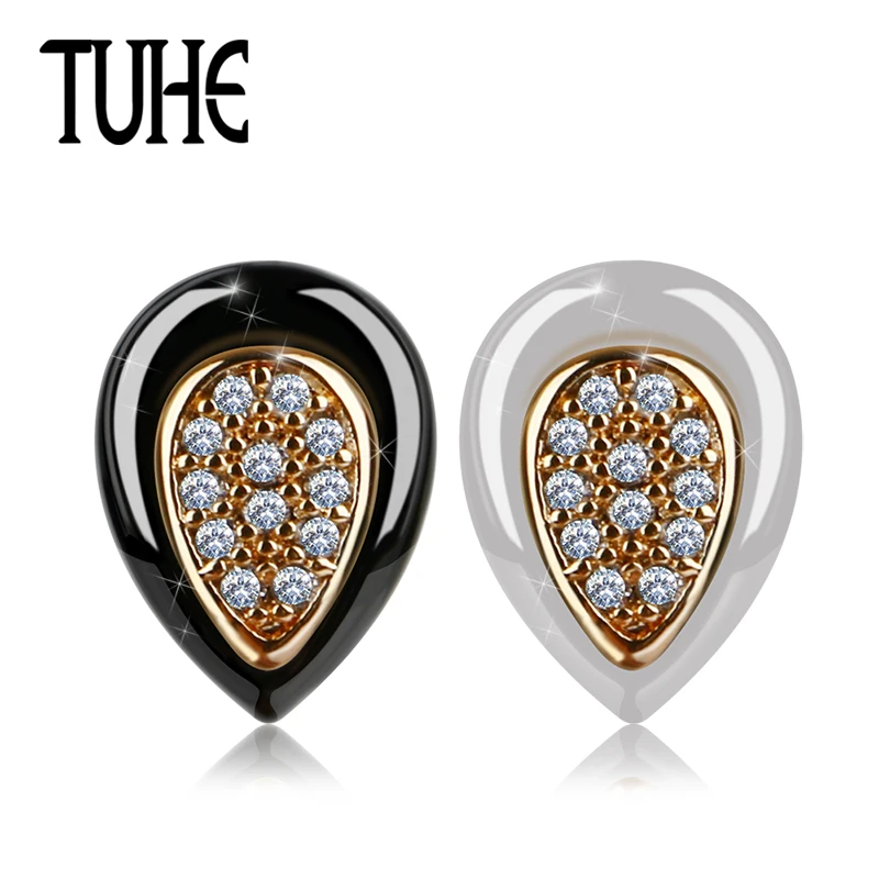 TUHE 2018 Water Drop Rose Gold Crystal Ceramic Stud Earrings Women Fashion Wedding Engagement Party Jewelry Best Gift For Friend
TUHE 2018 Water Drop Rose Gold Crystal Ceramic Stud Earrings Women Fashion Wedding Engagement Party Jewelry Best Gift For Friend