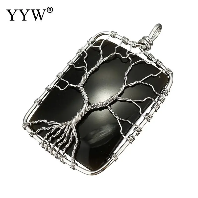 Rectangle Necklaces Pendants Natural Stone For Women Men 41x65mm Black Obsidian Stone Tree Life of Good Lucky Love Energy Gift
Rectangle Necklaces Pendants Natural Stone For Women Men 41x65mm Black Obsidian Stone Tree Life of Good Lucky Love Energy Gift
