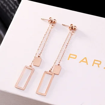 2018 Rose Gold Color Stainless Steel Long Double Square Stud Earrings Women Earring For Women Gift Jewelry boucle d'oreille
2018 Rose Gold Color Stainless Steel Long Double Square Stud Earrings Women Earring For Women Gift Jewelry boucle d'oreille
