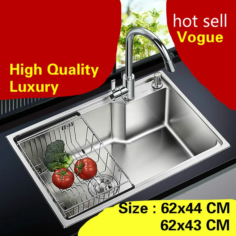 

Free shipping Apartment do the dishes high quality kitchen single trough sink 304 stainless steel hot sell 62x44/62x43 CM