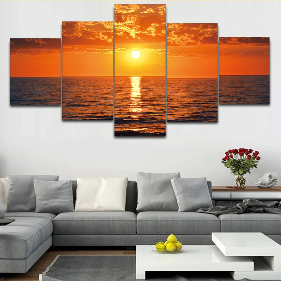 Sunset seascape 5 pieces canvas print and poster modern wall painting modular picture living room wall decoration art murals
Sunset seascape 5 pieces canvas print and poster modern wall painting modular picture living room wall decoration art murals