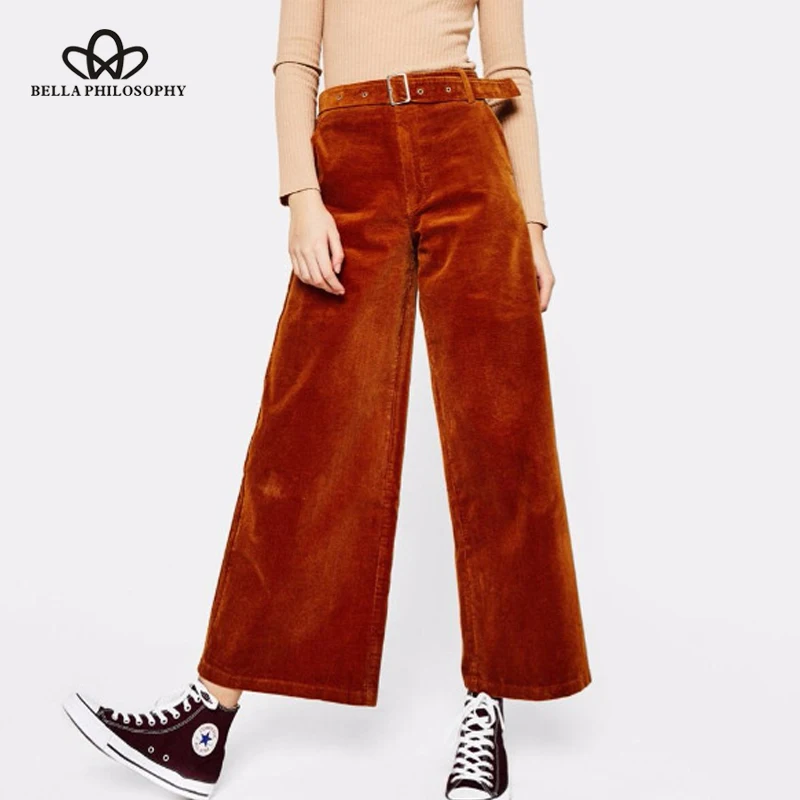 Bella Philosophy 2018 spring women casual corduroy khaki wide leg pants loose fashion sashes pants solid high waist pants
Bella Philosophy 2018 spring women casual corduroy khaki wide leg pants loose fashion sashes pants solid high waist pants