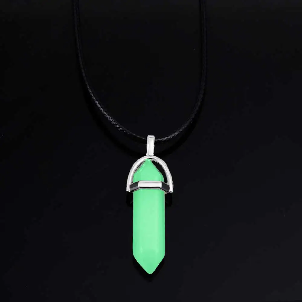 FAMSHIN Fashion Glowing Hexagonal Column Necklace Natural Crystal Gem Stone Pendant Leather Chains Necklace Halloween Gifts 2018
FAMSHIN Fashion Glowing Hexagonal Column Necklace Natural Crystal Gem Stone Pendant Leather Chains Necklace Halloween Gifts 2018